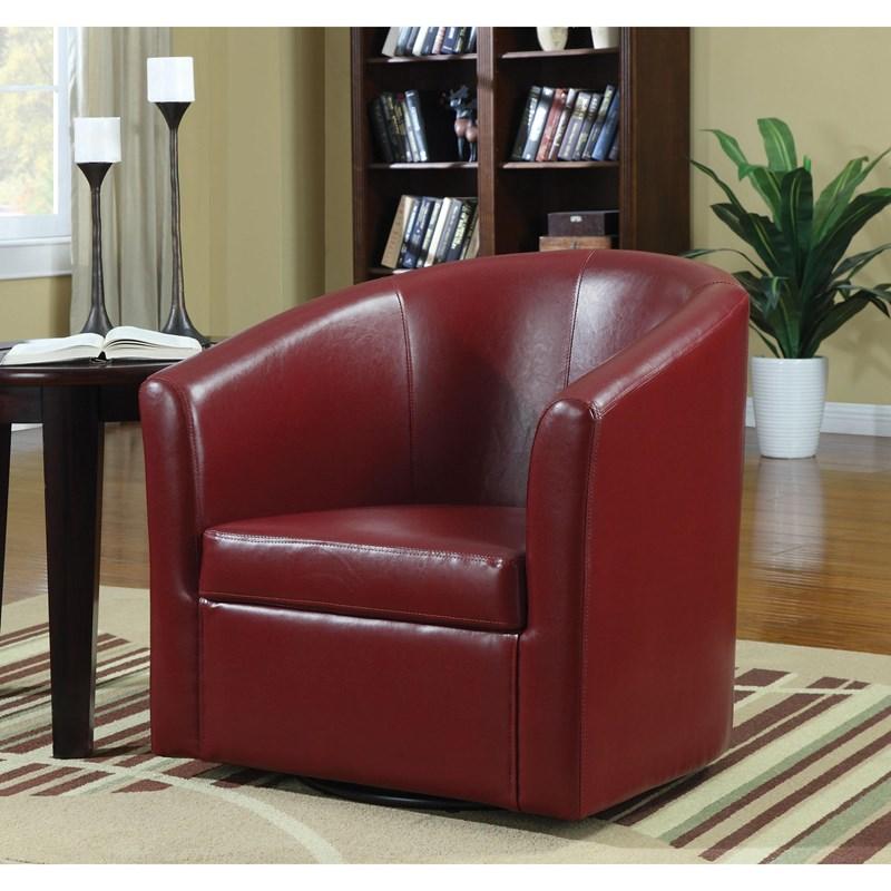 Large Picture of Coaster Furniture Turner 902099 Upholstered Barrel Back Swivel Chair - Red