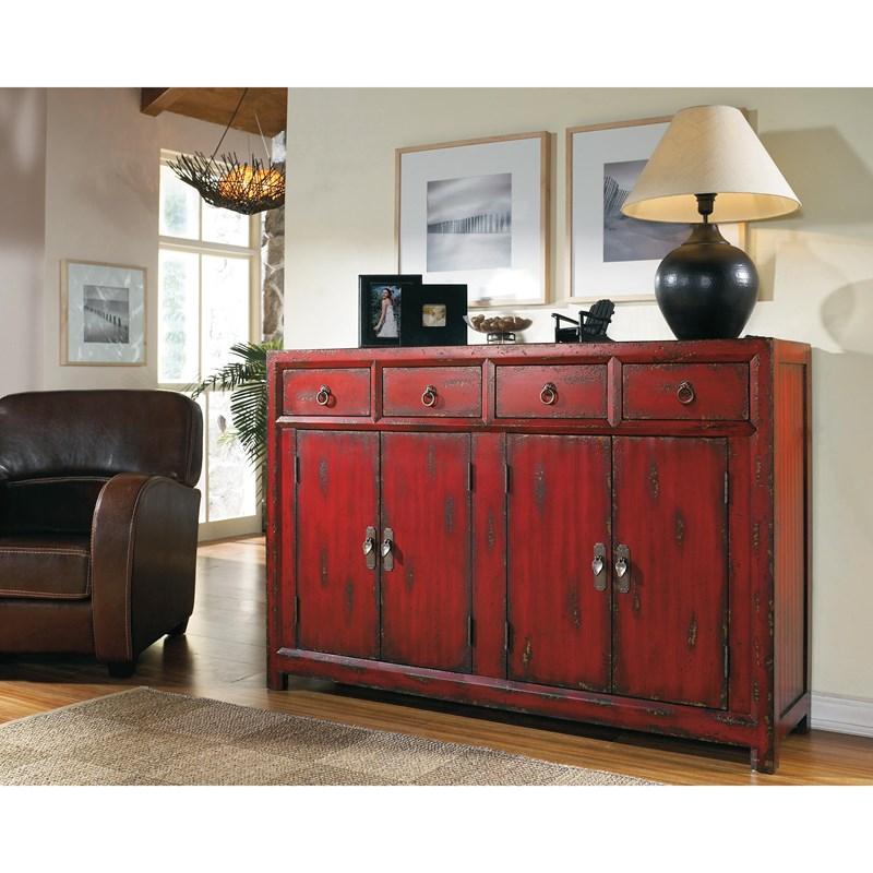 Large Picture of Hooker Furniture 500-50-711 58'' Red Asian Cabinet