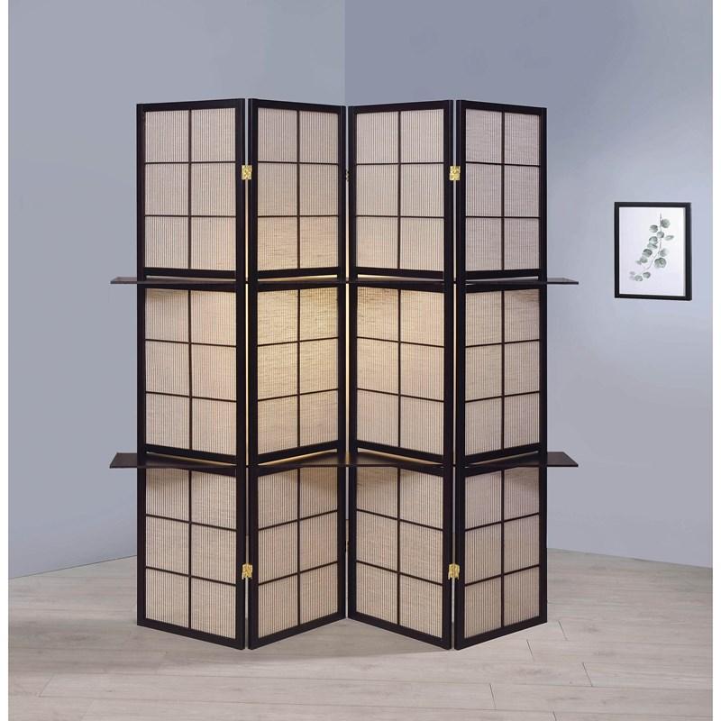 Large Picture of Coaster Furniture Iggy 900166 4-Panel Room Divider Folding Shoji Screen - Cappuccino