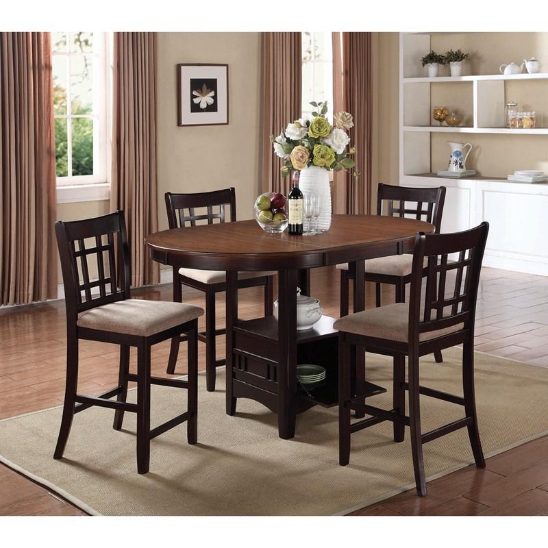 Large Picture of Coaster Furniture Lavon 105278 Oval 60-inch Extension Counter Dining Table - Chestnut