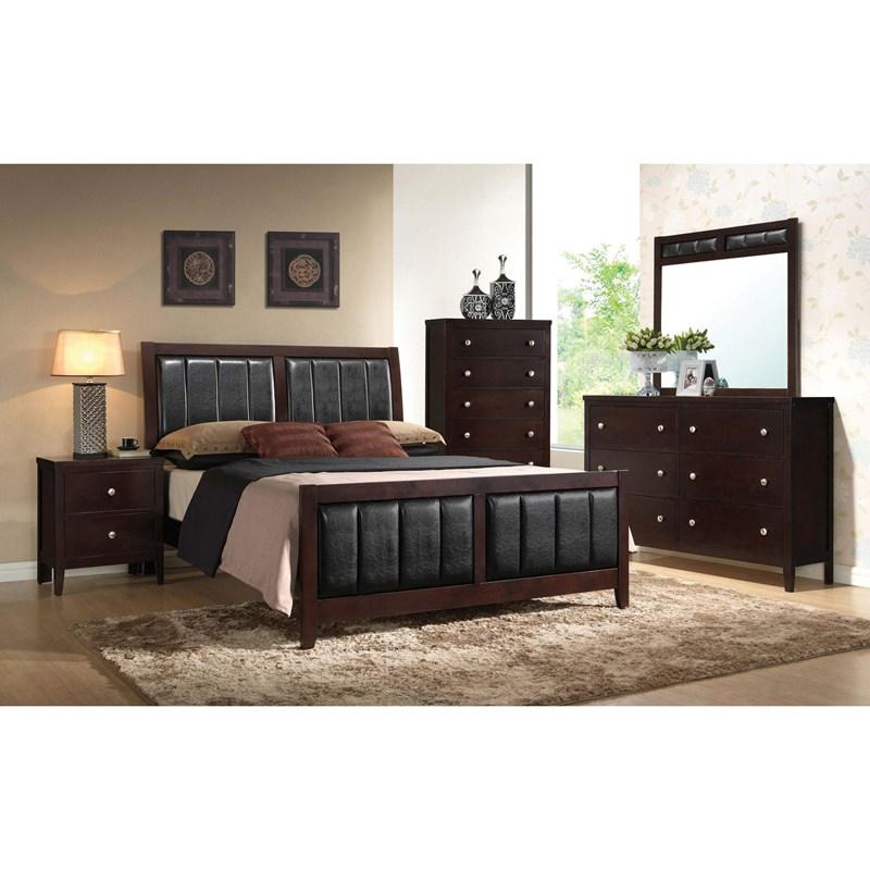 Large Picture of Coaster Furniture Carlton 202091Q Wood Queen Panel Bed - Cappuccino
