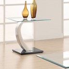 Coaster Furniture Pruitt 701237 Rectangular Glass Top Metal End Table - Satin Silver
