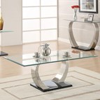 Coaster Furniture Pruitt 701238 Rectangular Glass Top Metal Coffee Table - Satin Silver