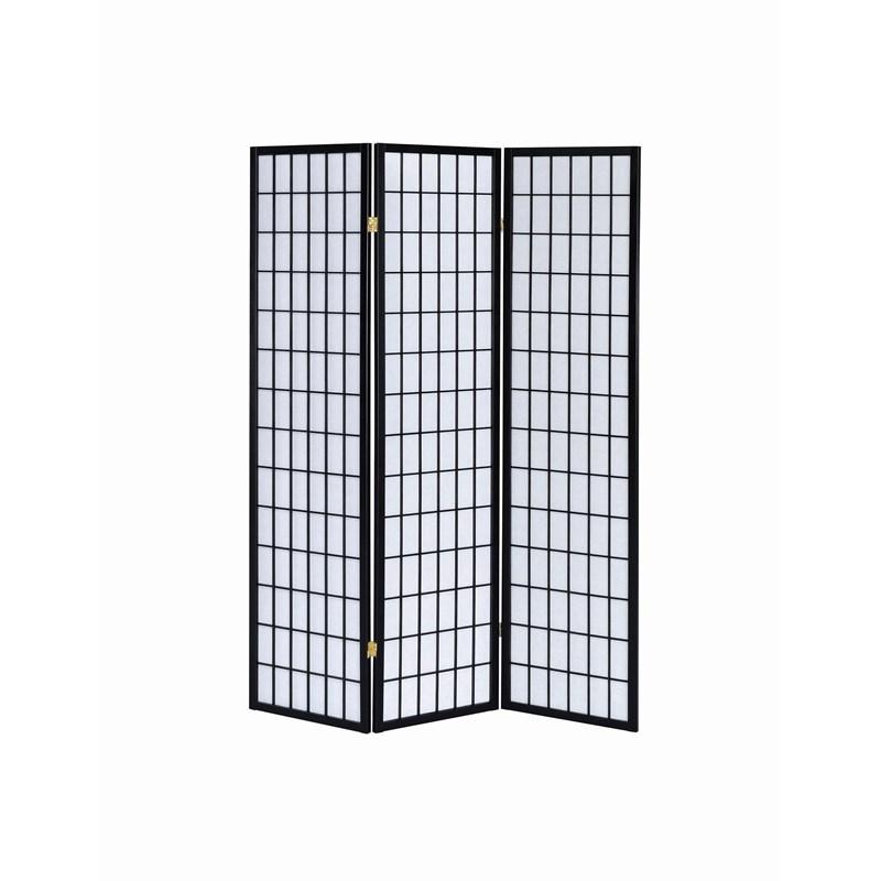 Large Picture of Coaster Furniture Carrie 4622 3-Panel Room Divider Folding Shoji Screen - Black