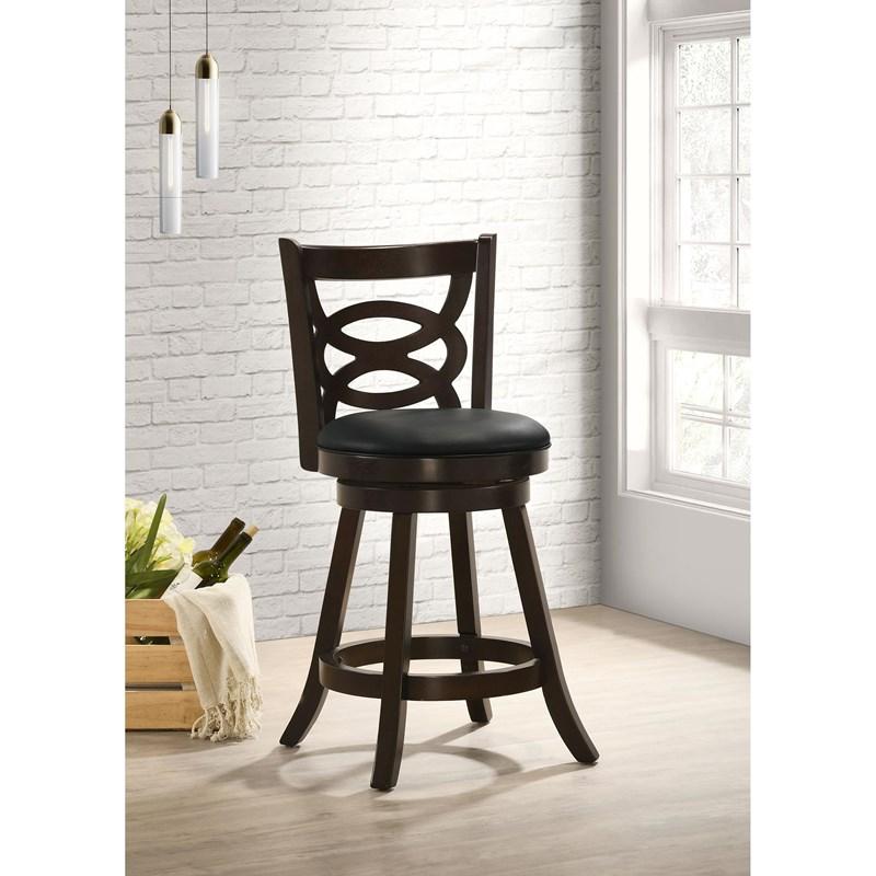 Large Picture of Coaster Furniture Calecita 101929 Wood Swivel Counter Stool - Cappuccino