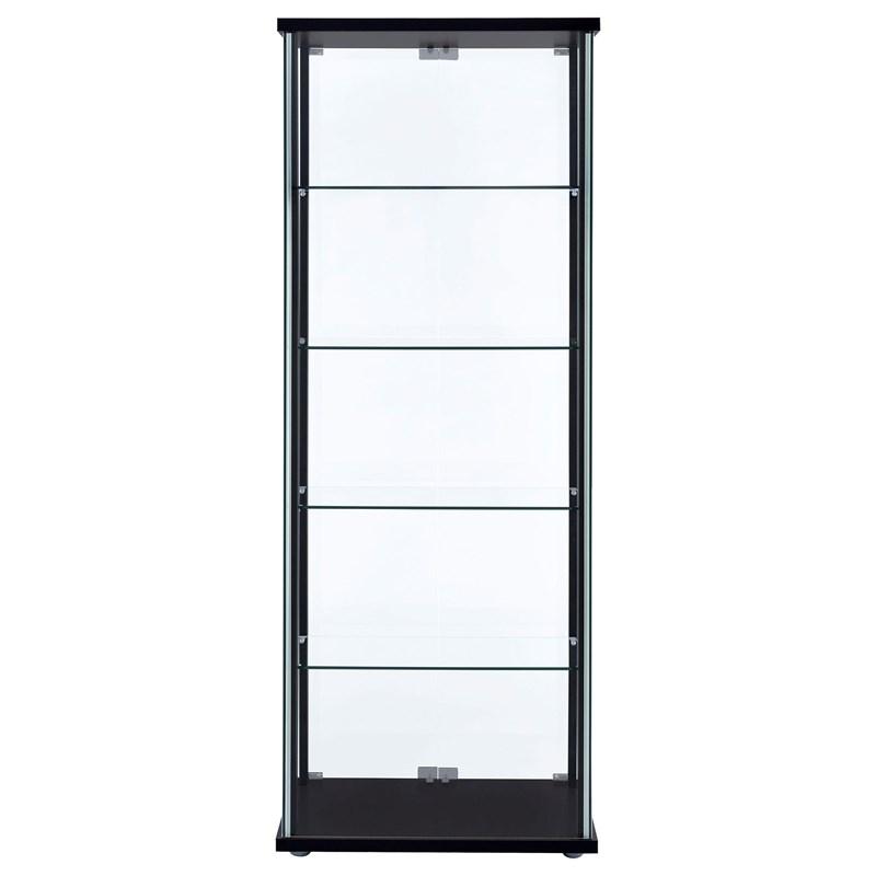 Large Picture of Coaster Furniture Delphinium 950170 5-shelf Clear Glass Curio Display Cabinet - Black