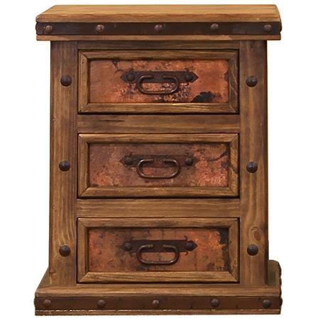 Copper Panel 3-Drawer Nightstand (ZLUNA-103) image 1
