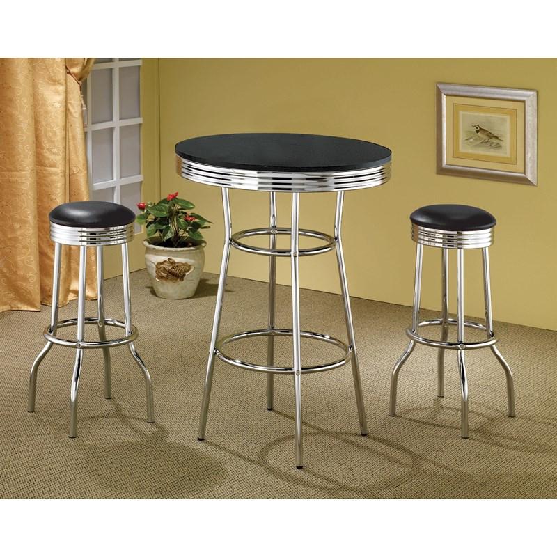 Large Picture of Coaster Furniture Retro 2405 Round 30-inch 1950's Bistro Pub Height Bar Table - Black
