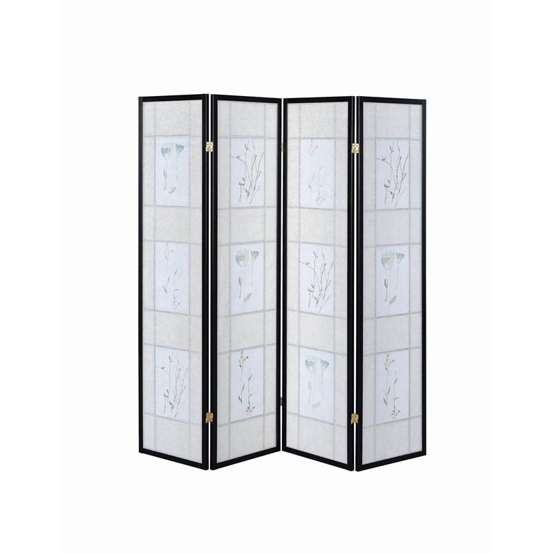 Large Picture of Coaster Furniture Catabella 4407 4-Panel Room Divider Folding Shoji Screen - Floral