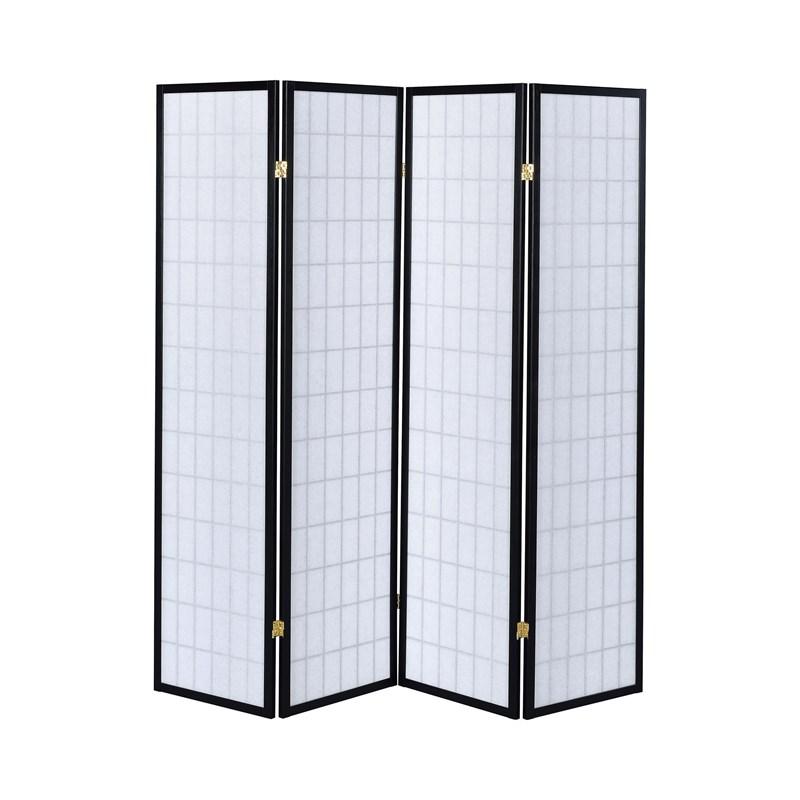 Large Picture of Coaster Furniture Roberto 4624 4-Panel Room Divider Folding Shoji Screen - Black
