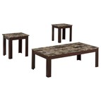 Coaster Furniture Rhodes 700395 3-piece Faux Marble Top Coffee Table Set - Brown
