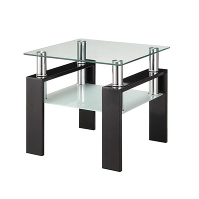 Coaster Furniture Dyer 702287 1-shelf Square Glass Top Side End Table - Black
