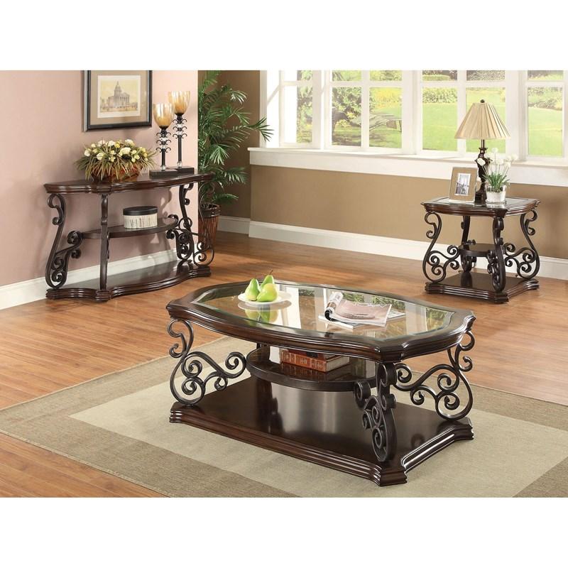Large Picture of Coaster Furniture Laney 702447 1-shelf Glass Top Rectangular End Table - Deep Merlot