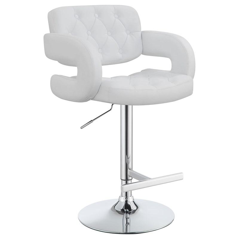 Large Picture of Coaster Furniture Brandi 102557 Adjustable Bar Stool - Chrome and White
