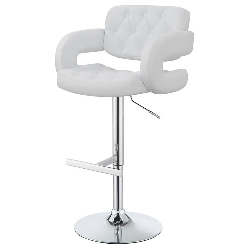 Large Picture of Coaster Furniture Brandi 102557 Adjustable Bar Stool - Chrome and White