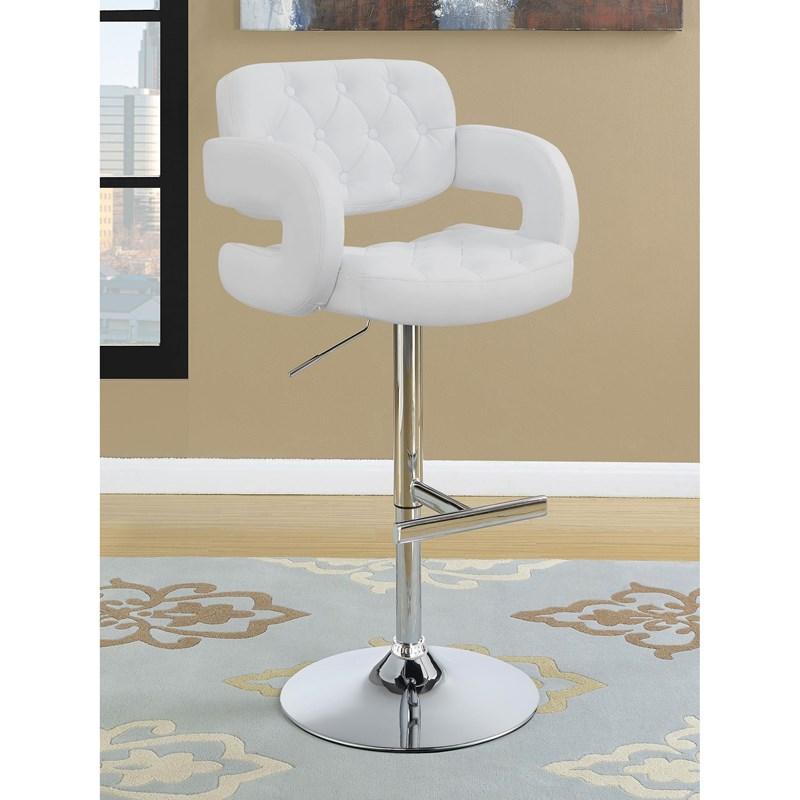 Large Picture of Coaster Furniture Brandi 102557 Adjustable Bar Stool - Chrome and White