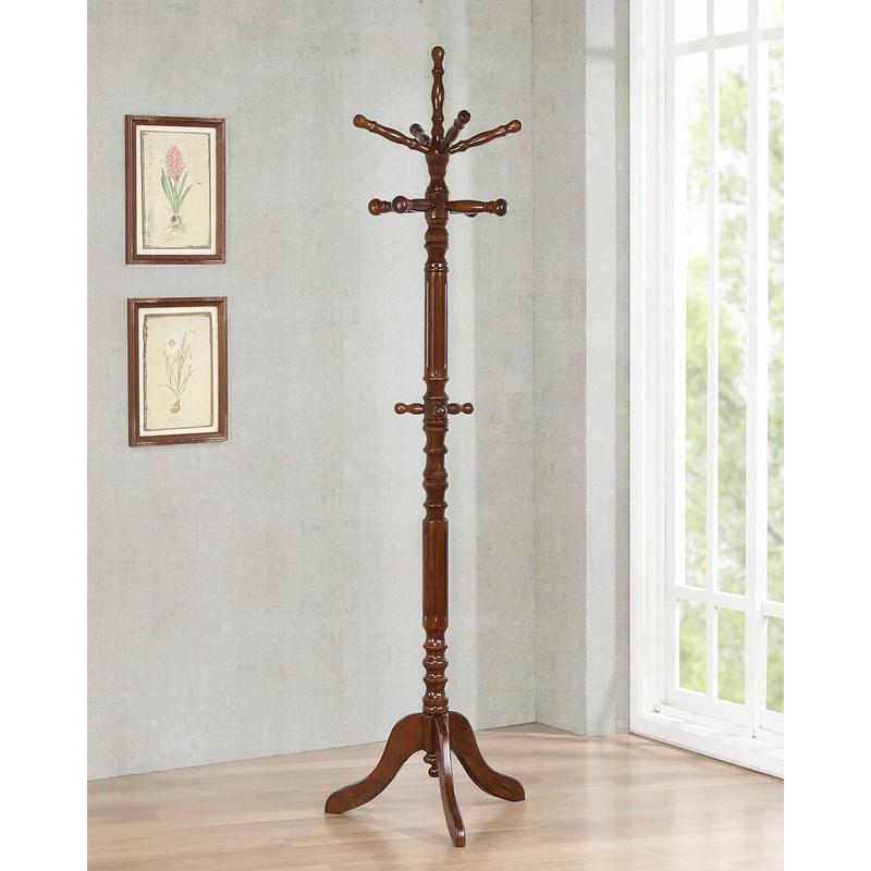 Large Picture of Coaster Furniture Achelle 900769 11 Hook Freestanding Coat Rack Hat Hanger - Tobacco