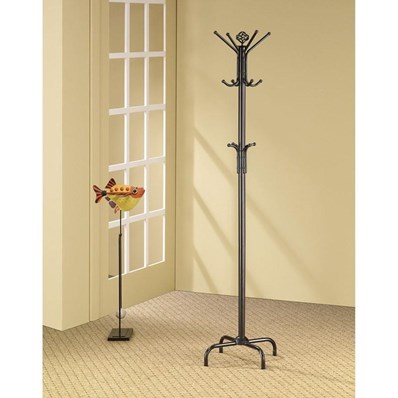 Coaster Furniture Collier 2019 12 Hook Freestanding Coat Rack Hat Hanger - Black