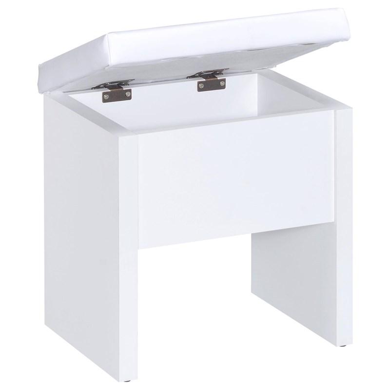 Large Picture of Coaster Furniture Harvey 300290 Vanity Set with Lift-Top Stool - White
