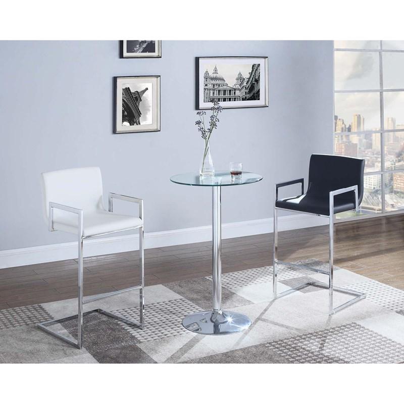 Large Picture of Coaster Furniture Abiline 120341 Round 24-inch Glass Top Bistro Bar Table - Chrome