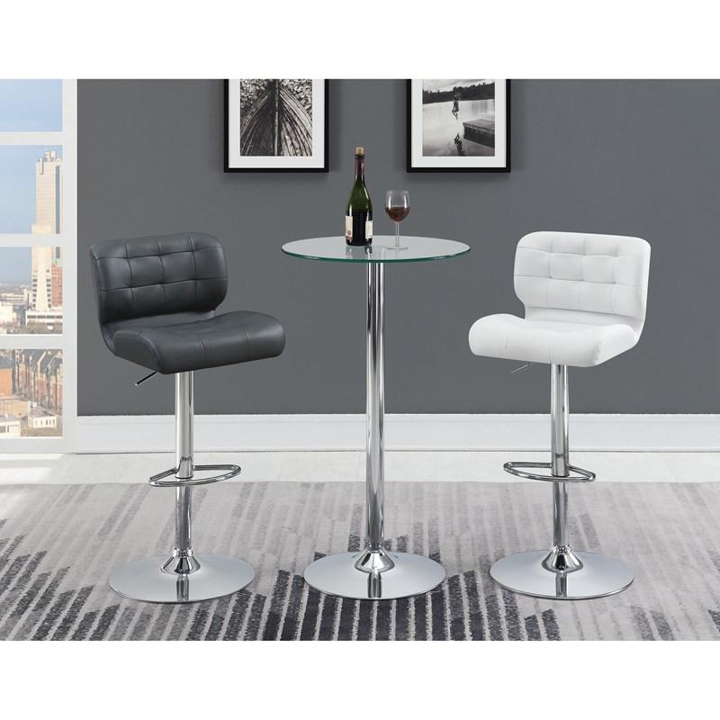 Large Picture of Coaster Furniture Abiline 120341 Round 24-inch Glass Top Bistro Bar Table - Chrome