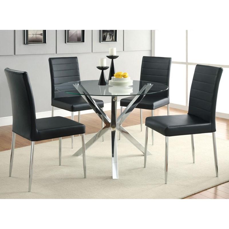 Large Picture of Coaster Furniture Vance 120760 Round 41-inch Glass Top Asterisk Dining Table - Chrome