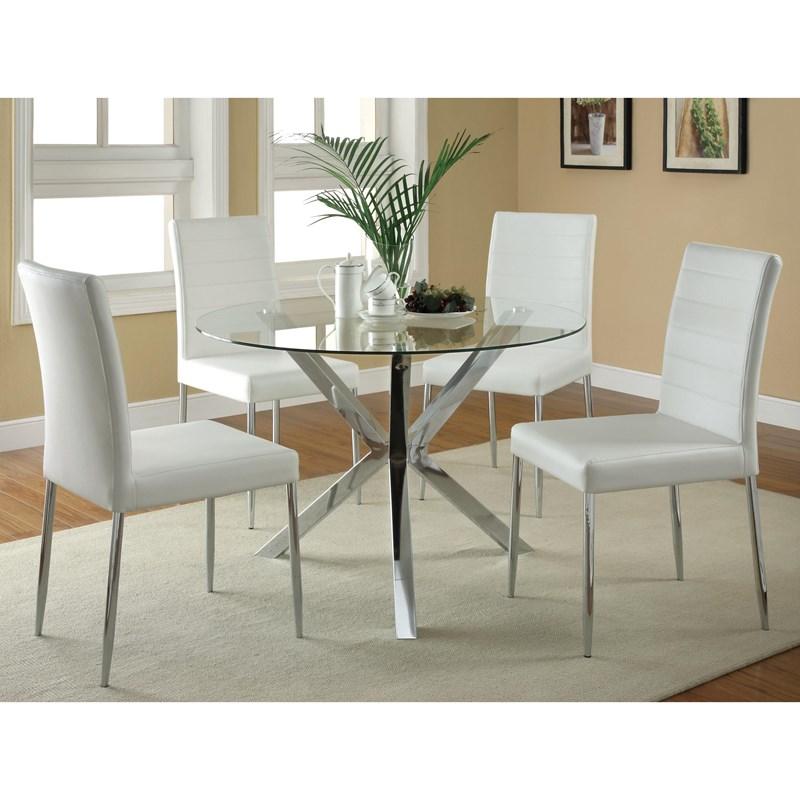 Large Picture of Coaster Furniture Vance 120760 Round 41-inch Glass Top Asterisk Dining Table - Chrome