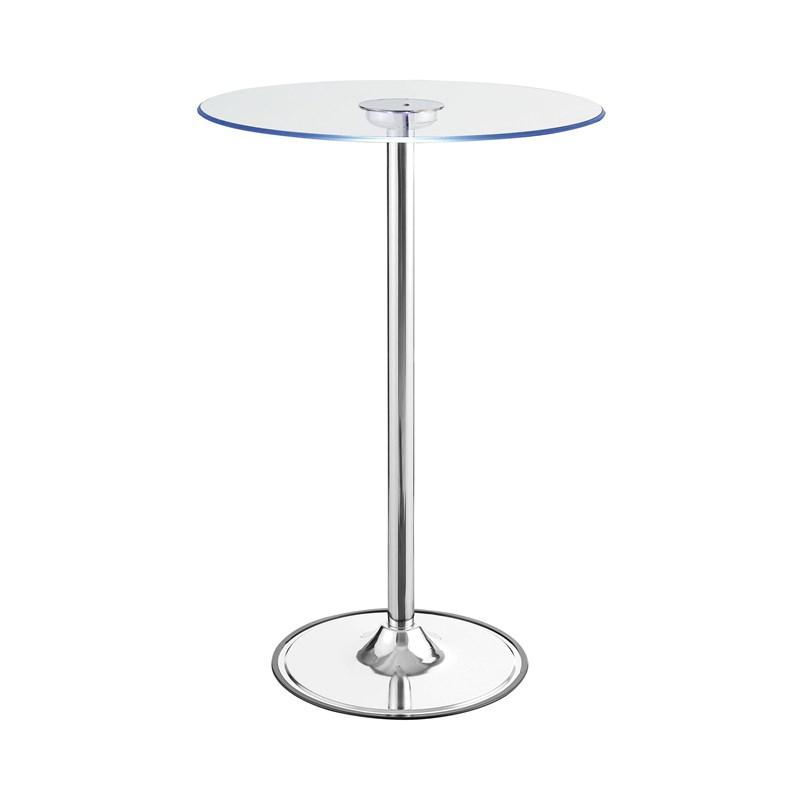 Large Picture of Coaster Furniture Thea 122400 Round 28-inch Glass Top LED Bistro Bar Table - Chrome