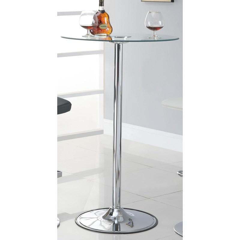 Large Picture of Coaster Furniture Thea 122400 Round 28-inch Glass Top LED Bistro Bar Table - Chrome