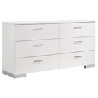 Coaster Furniture Felicity 203503 6-Drawer Dresser - White High Gloss