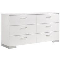 Coaster Furniture Felicity 203503 6-Drawer Dresser - White High Gloss (Dressers - 6 Drawers)
