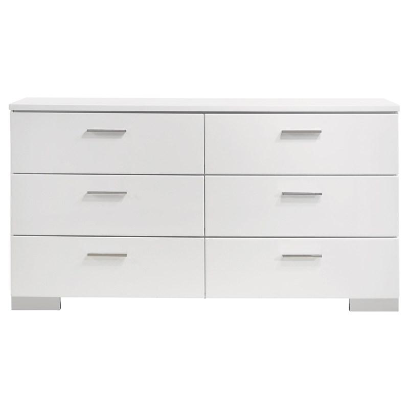 Large Picture of Coaster Furniture Felicity 203503 6-Drawer Dresser - White High Gloss