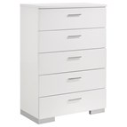 Coaster Furniture Felicity 203505 5-Drawer Bedroom Chest - White High Gloss