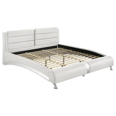 Coaster Furniture Jeremaine 300345KE Upholstered Eastern King Sleigh Bed - White
