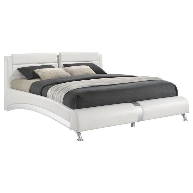 Large Picture of Coaster Furniture Jeremaine 300345KE Upholstered Eastern King Sleigh Bed - White