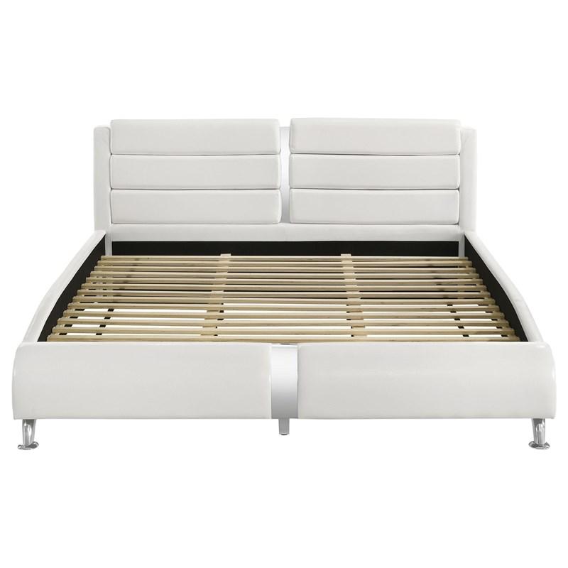 Large Picture of Coaster Furniture Jeremaine 300345KE Upholstered Eastern King Sleigh Bed - White