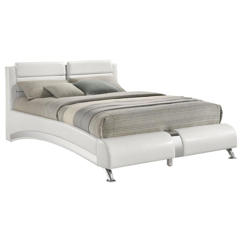 Large Picture of Coaster Furniture Jeremaine 300345Q Upholstered Queen Sleigh Bed - White