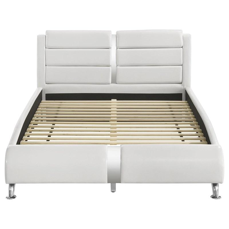 Large Picture of Coaster Furniture Jeremaine 300345Q Upholstered Queen Sleigh Bed - White