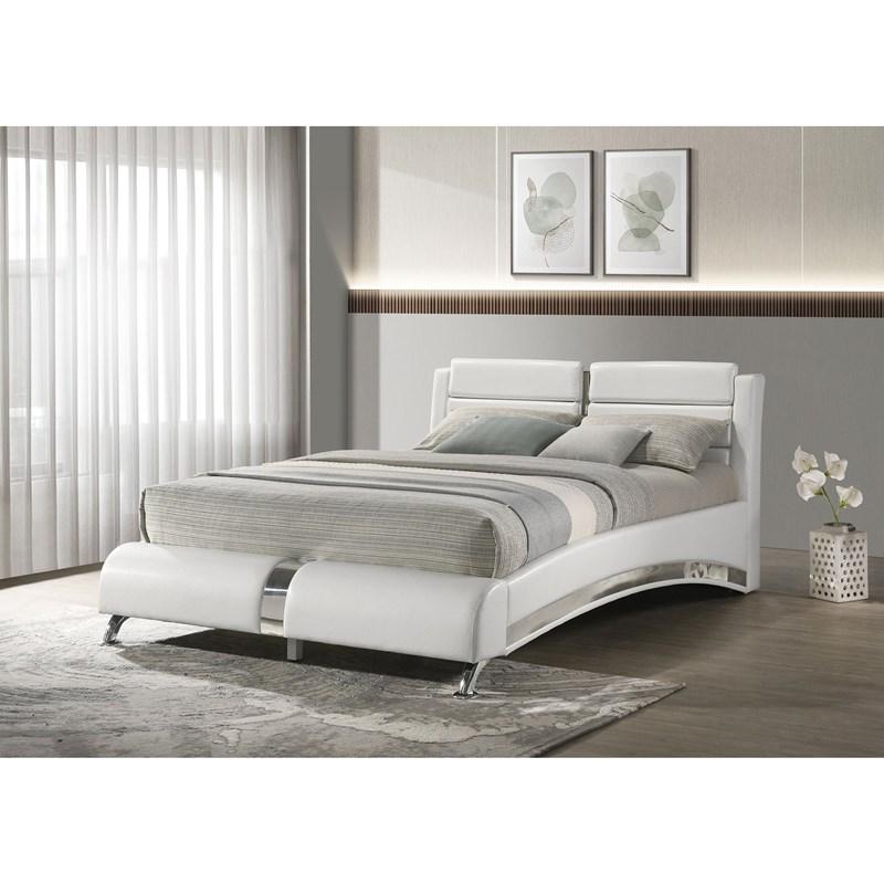 Large Picture of Coaster Furniture Jeremaine 300345Q Upholstered Queen Sleigh Bed - White