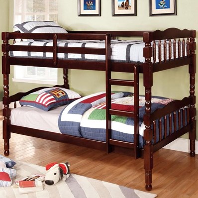 Furniture of America Catalina CM-BK606EX Twin over Twin Bunk Bed (Dark Walnut)