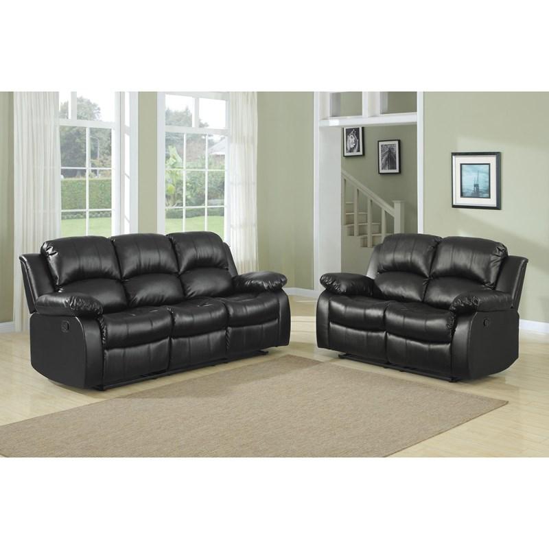 Large Picture of Homelegance Cranley 9700BLK-3 Double Reclining Sofa