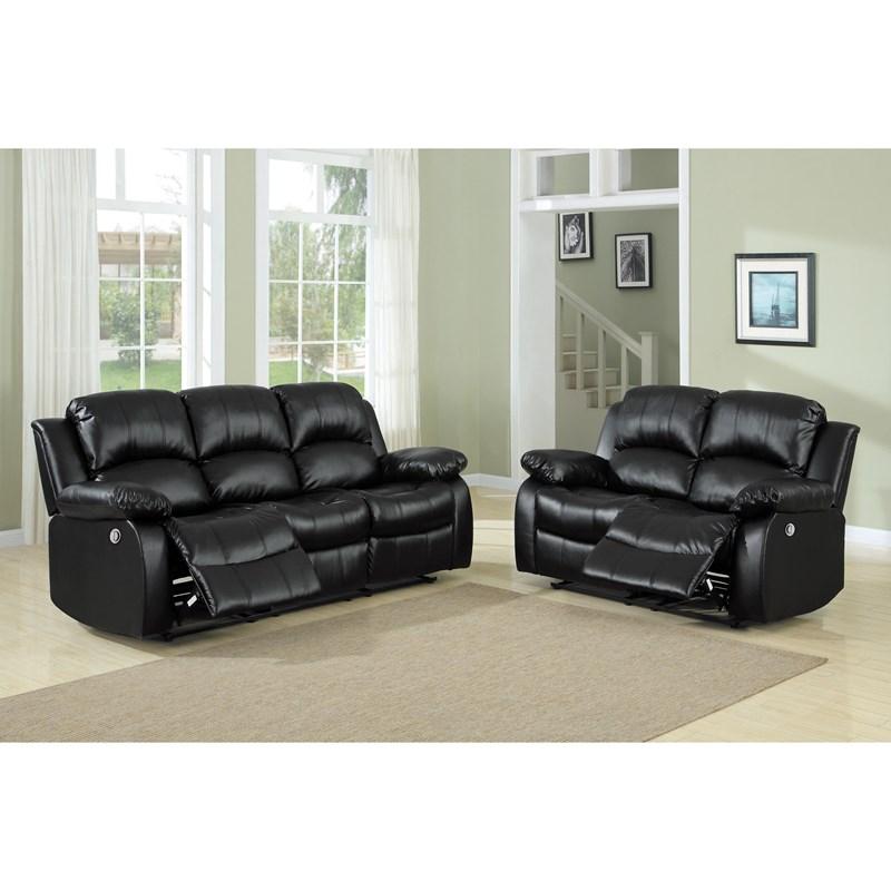 Large Picture of Homelegance Cranley 9700BLK-3 Double Reclining Sofa