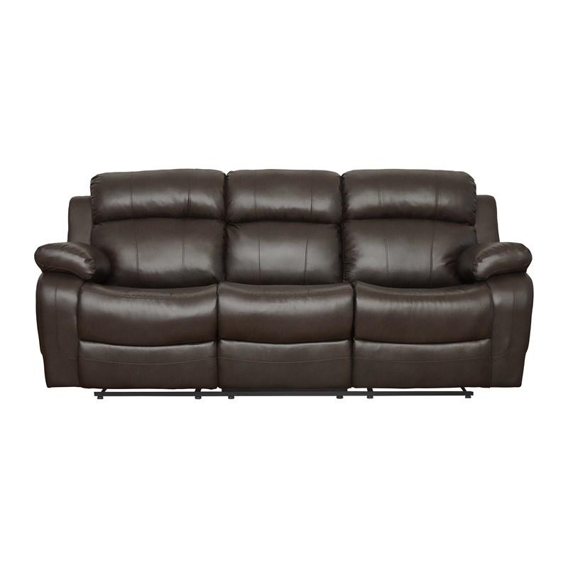 Homelegance Marille 9724BRW-3 Double Reclining Sofa with Center Drop-Down Cup Holders