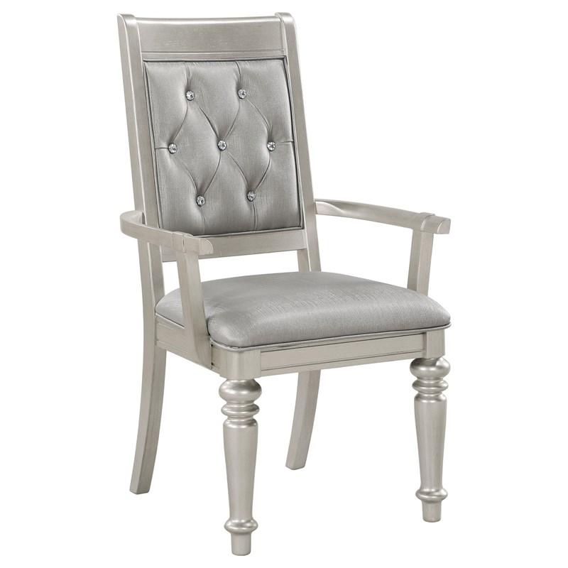 Large Picture of Coaster Furniture Bling Game 106473 Dining Arm Chair - Metallic Platinum (Set of 2)