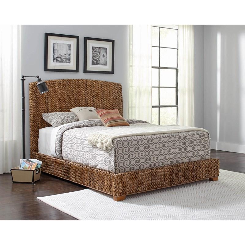 Large Picture of Coaster Furniture Laughton 300501Q Banana Leaf Queen Panel Bed - Amber