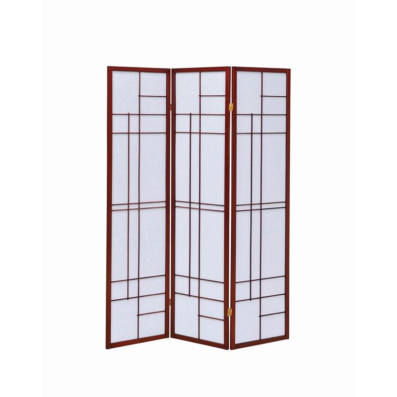 Large Picture of Coaster Furniture Katerina 900110 3-Panel Room Divider Folding Shoji Screen - Cherry