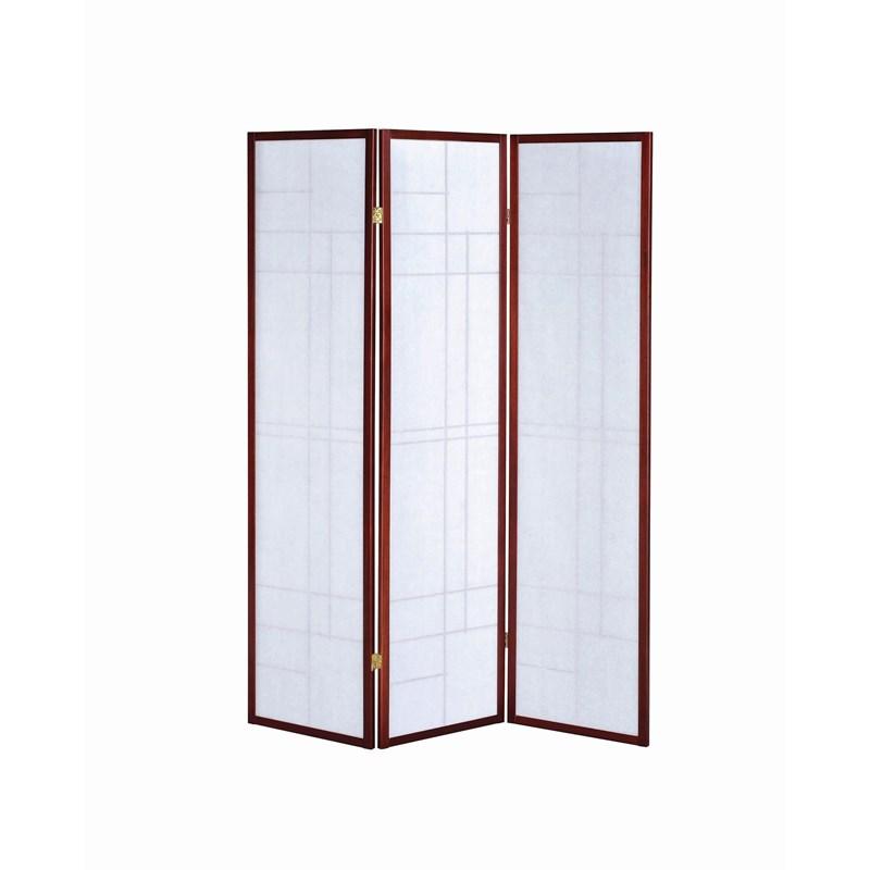 Large Picture of Coaster Furniture Katerina 900110 3-Panel Room Divider Folding Shoji Screen - Cherry