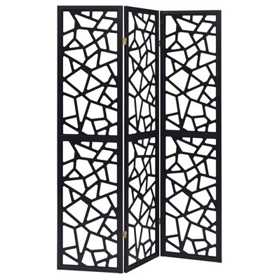 Coaster Furniture Nailan 900092 3-Panel Room Divider Folding Screen - Black Open Mosaic