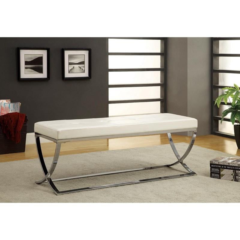 Large Picture of Coaster Furniture Walton 501157 Leatherette Upholstered Tufted Accent Bench - White