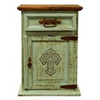 LMT Imports Turquoise Washed Cross Right Nightstand